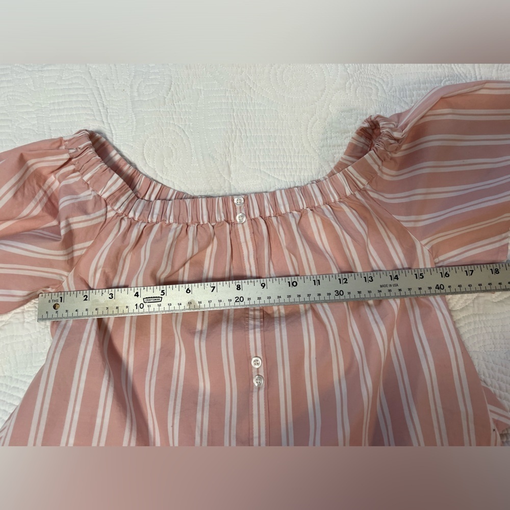 B.P. Off the Shoulder Pink Striped Blouse | Size XS - Picture 9 of 12
